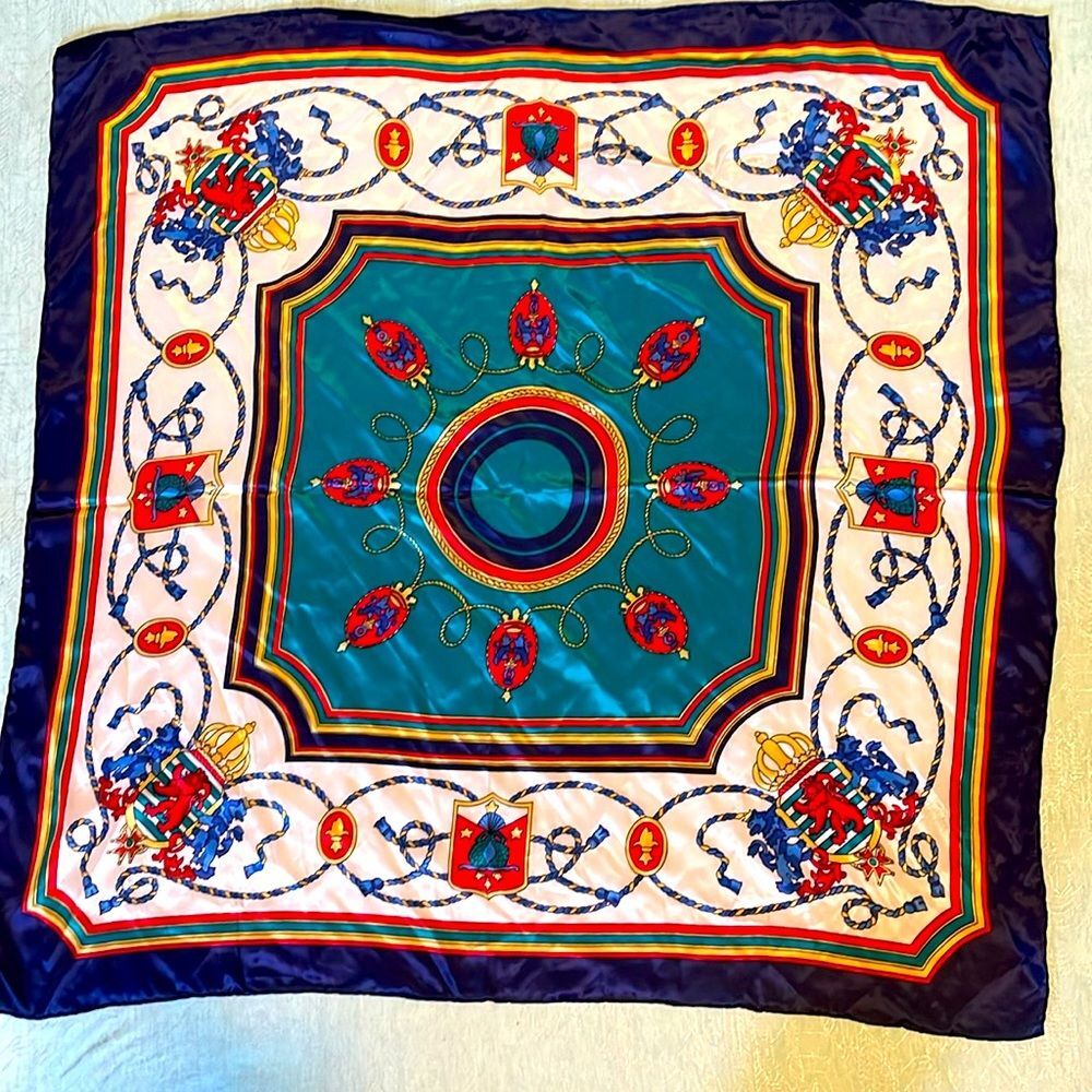 Silk scarf jewel tones 32” x 32” square, EUC, Vintage Codello my personal closet